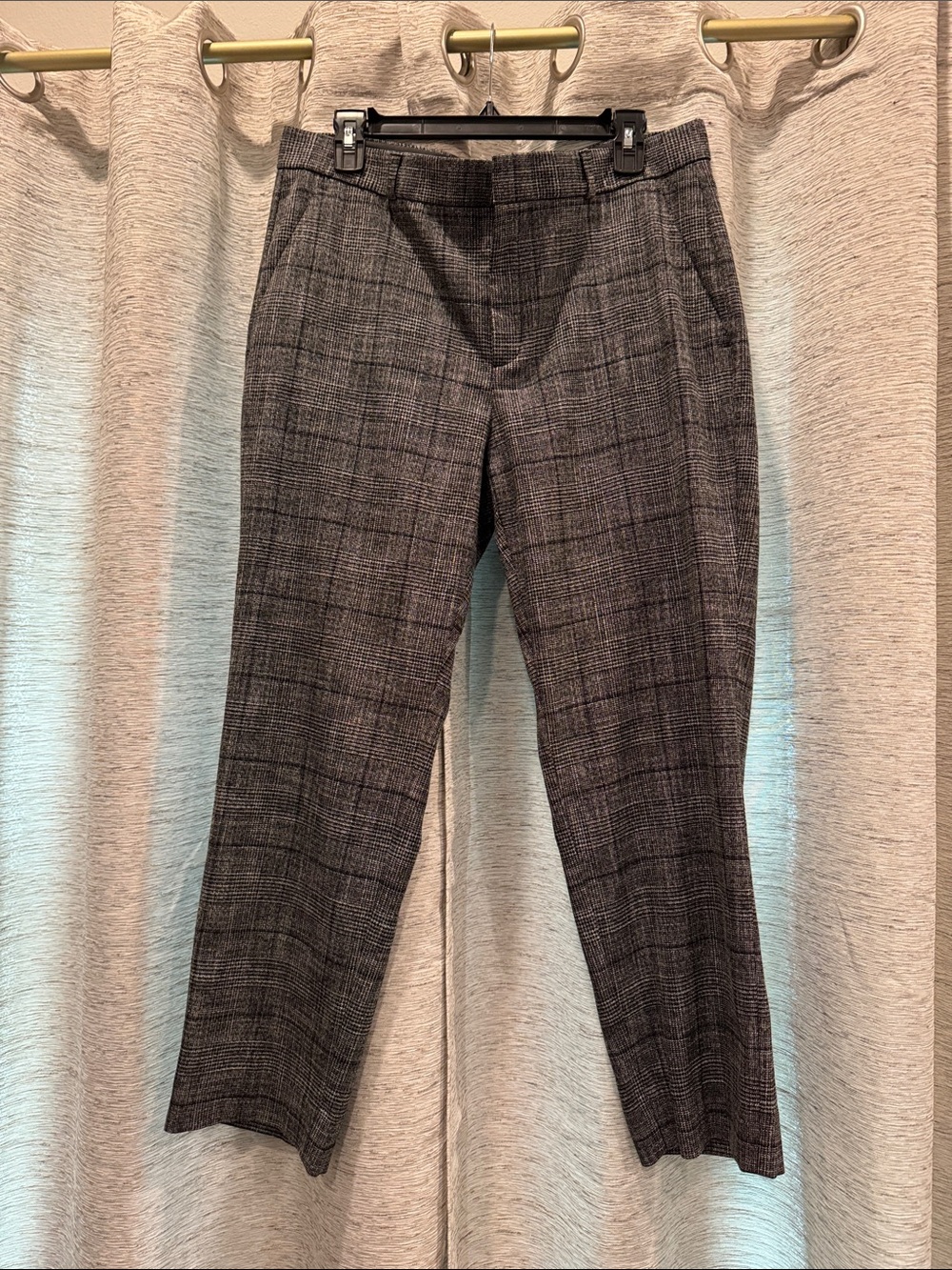 Banana Republic Avery Charcoal Gray Plaid Dress Pants